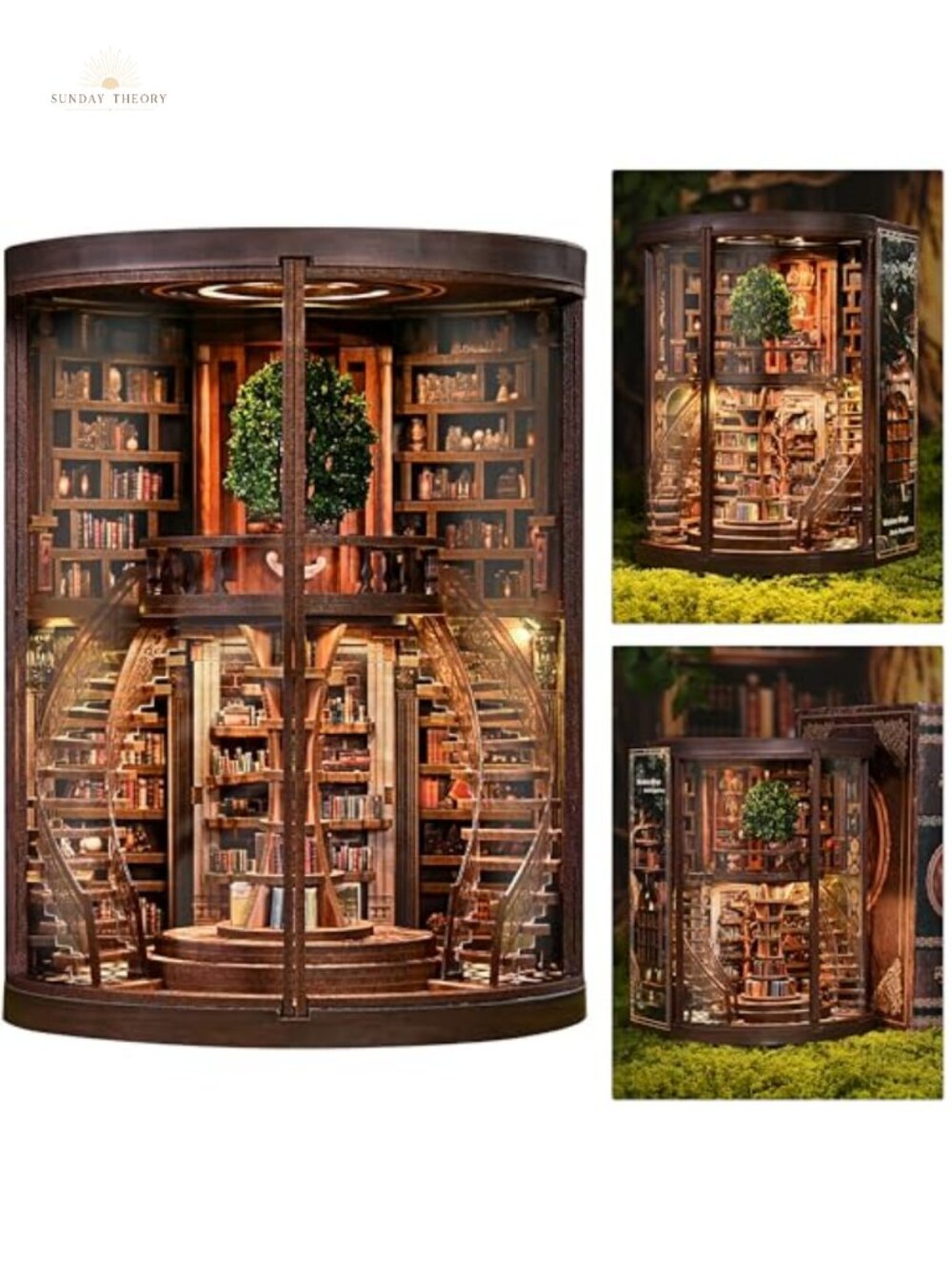 DIY Book Nook Kit Classic Rotunda Library Wooden Puzzle Shelf Insert Decor